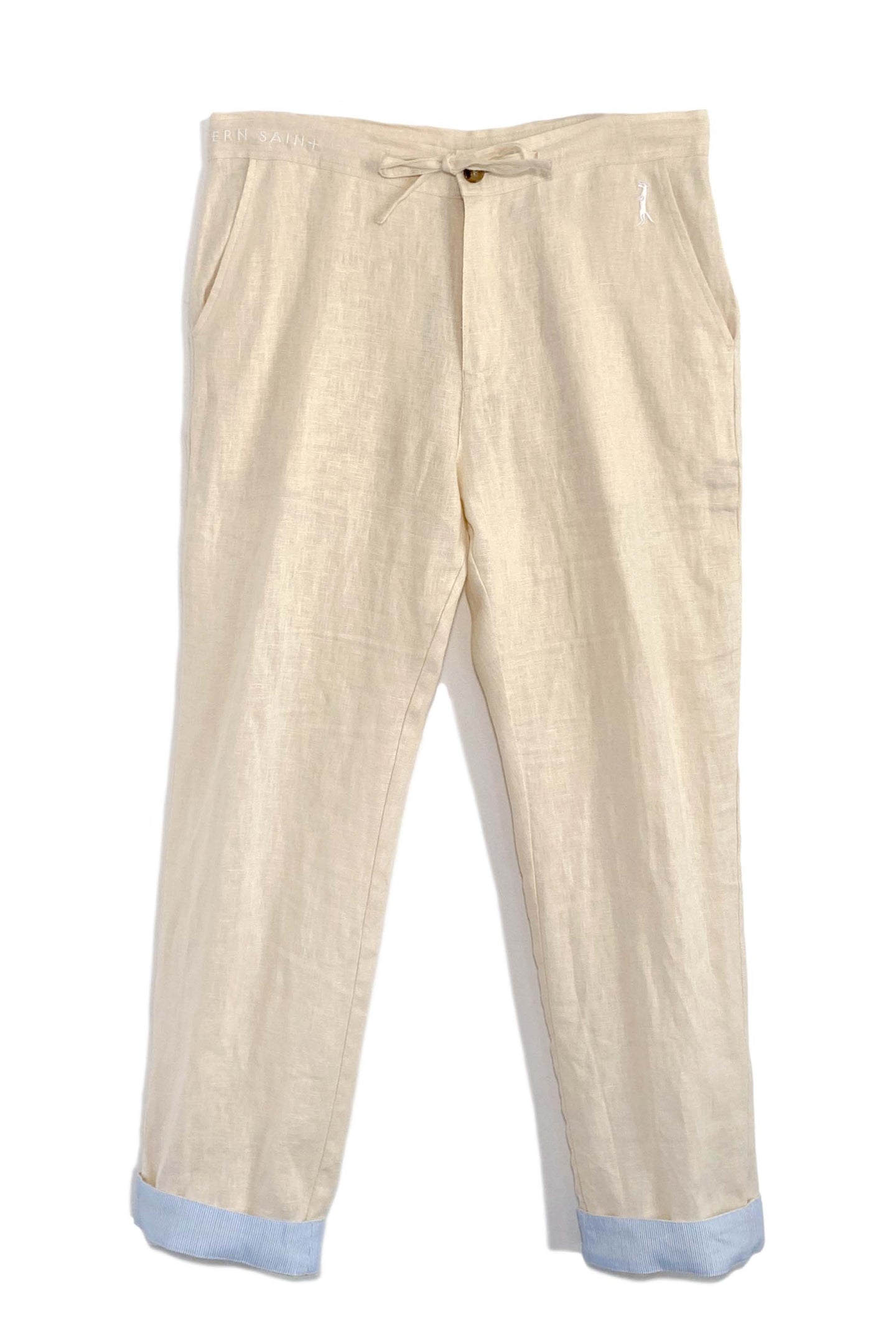 Pantalón con puños de lino | Crema De Coco